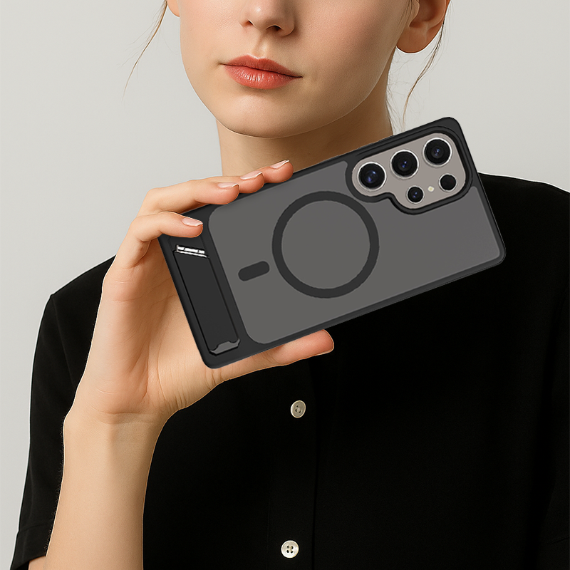 Matte Magnetic Armor Kickstand Case For Samsung S25 Ultra/Edge/Plus