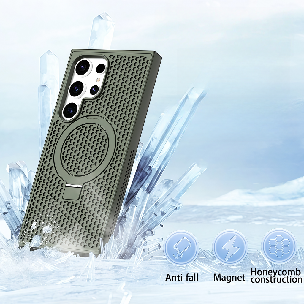 Magnetic Cooling Case with Kickstand For Samsung S25 Ultra