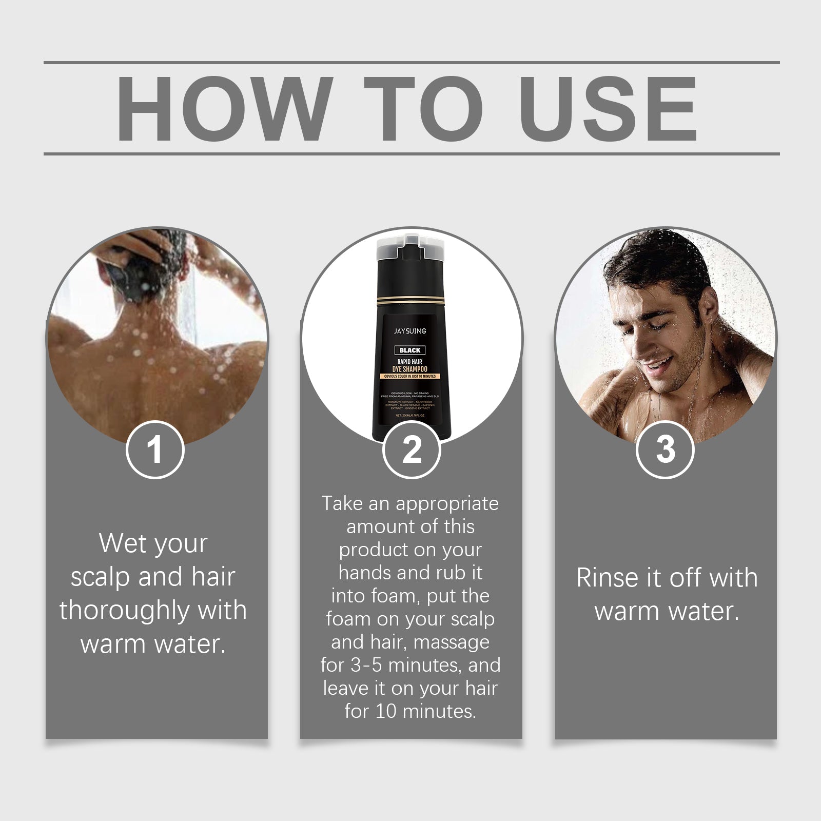 Jaysuing Black/ Light Brown instant shampoo for men