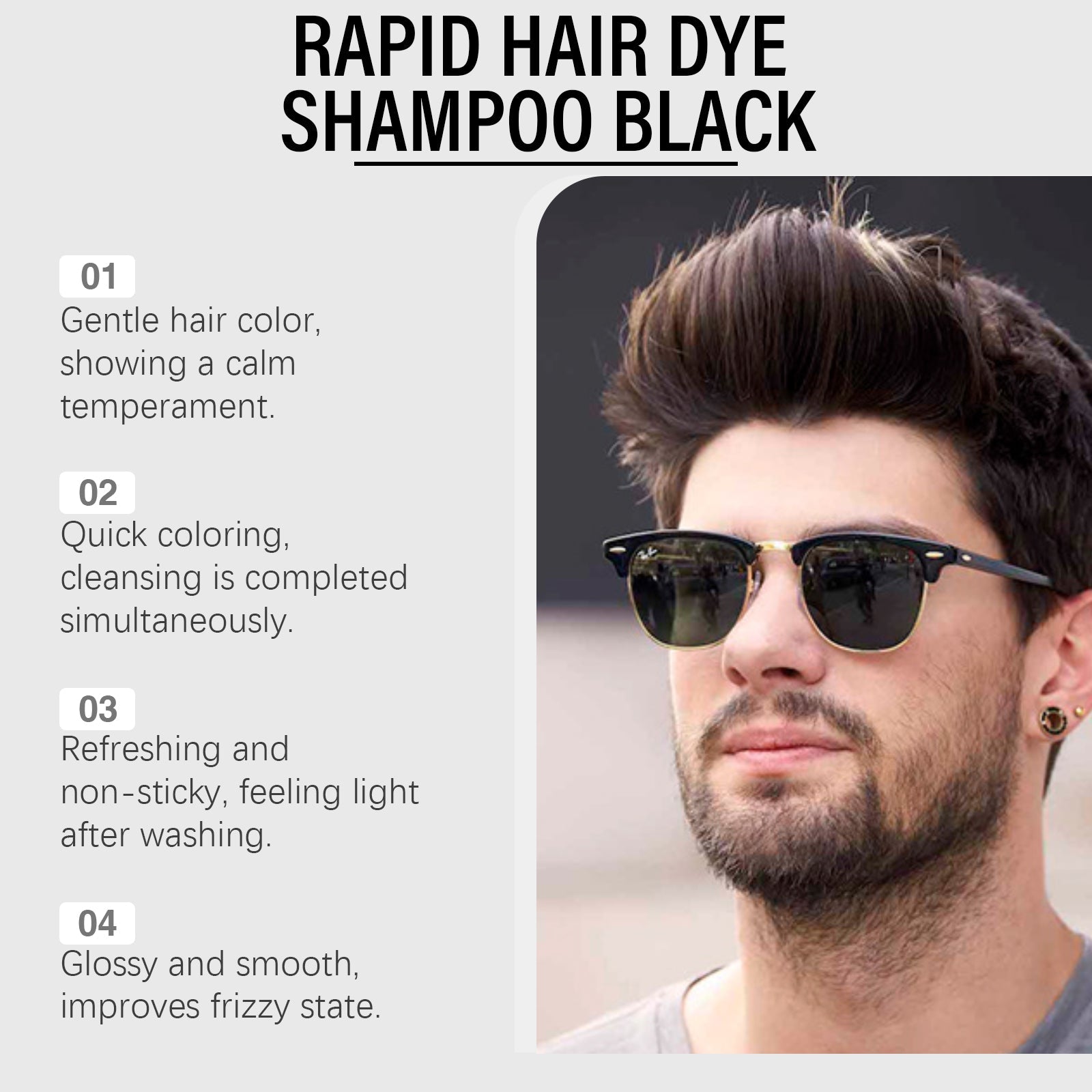 Jaysuing Black/ Light Brown instant shampoo for men