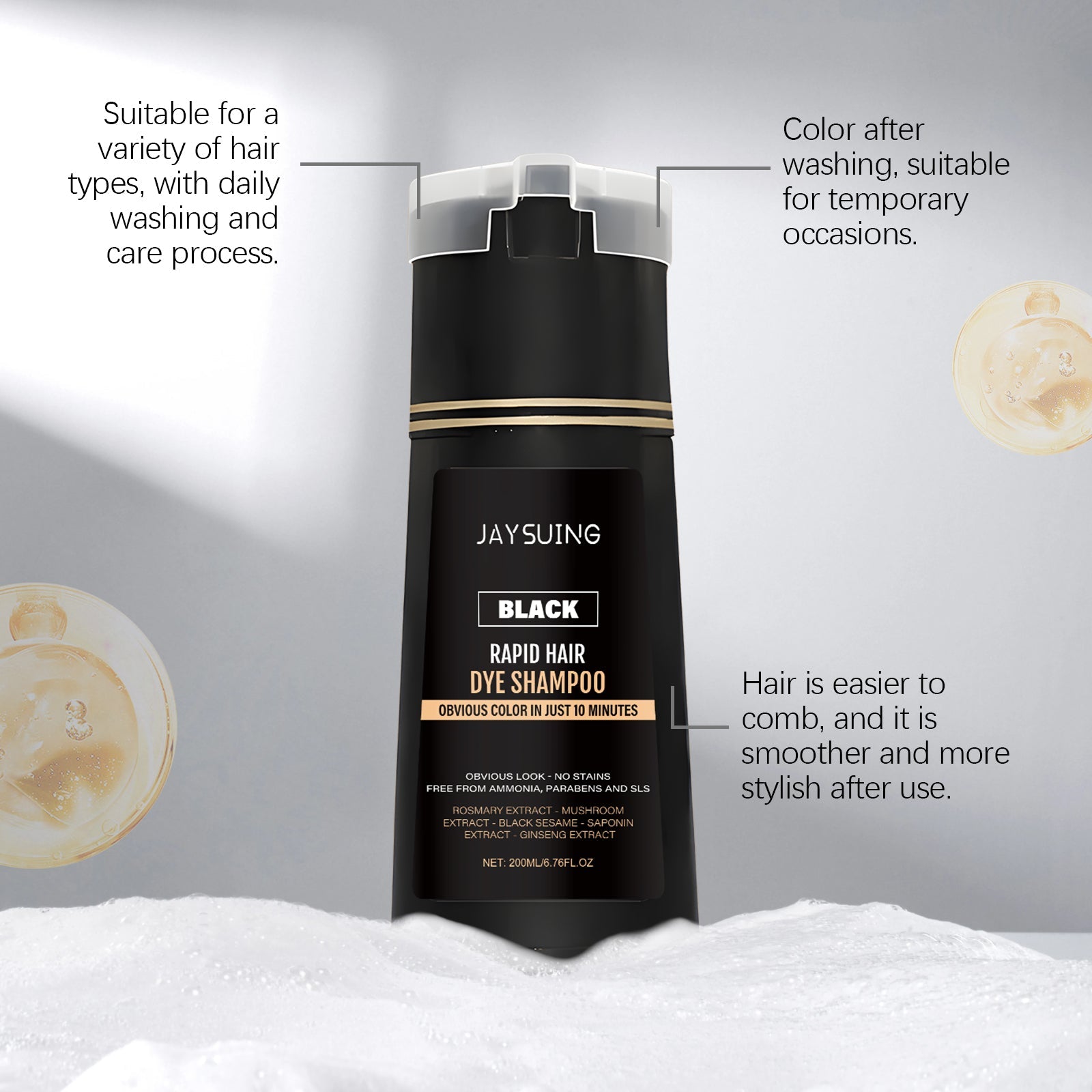 Jaysuing Black/ Light Brown instant shampoo for men