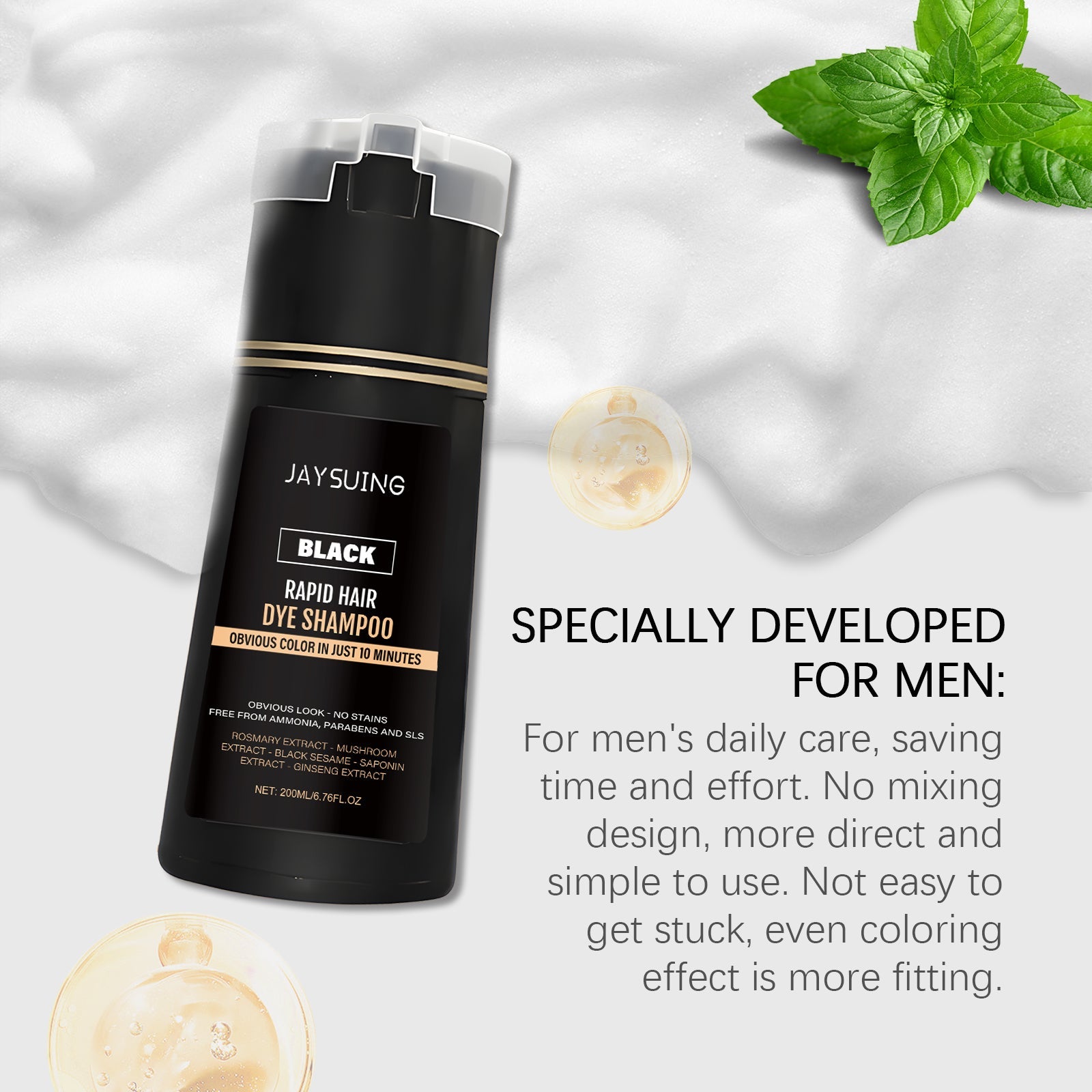 Jaysuing Black/ Light Brown instant shampoo for men