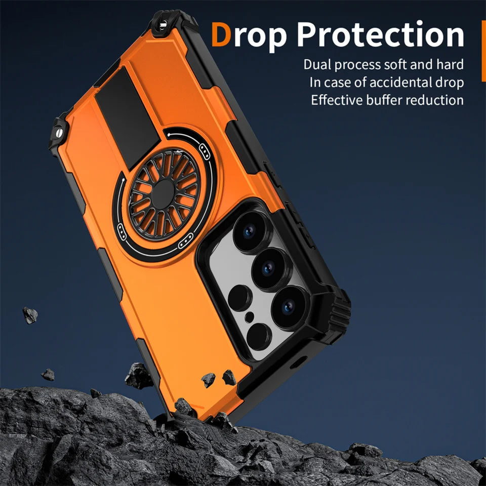 Magnetic Armor Stand Case For Samsung S25 Edge