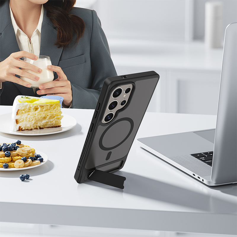 Matte Magnetic Armor Kickstand Case For Samsung S25 Ultra/Edge/Plus